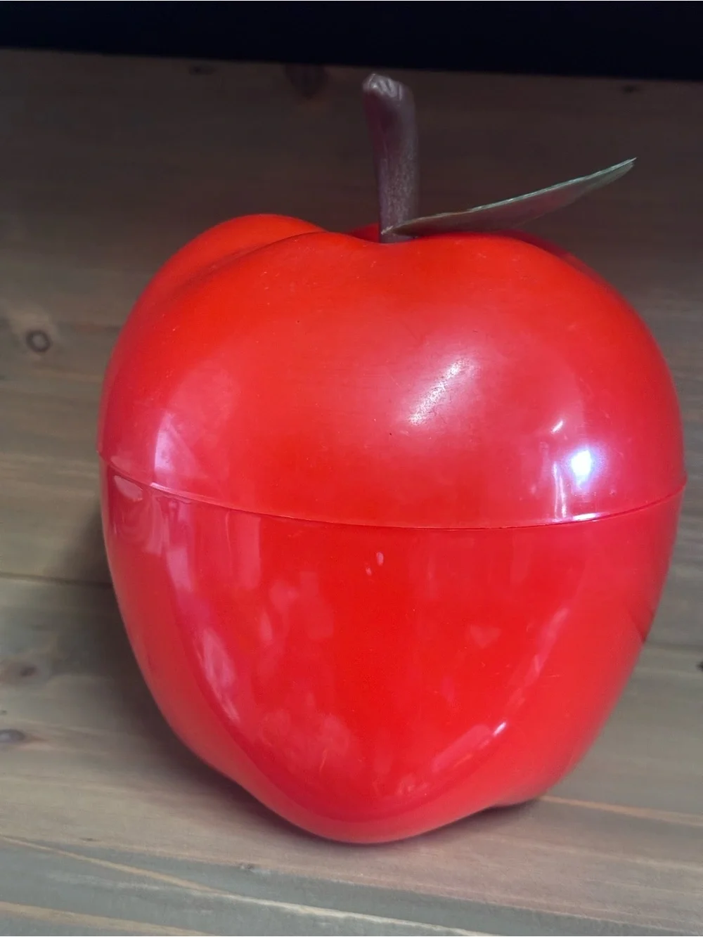 Vintage Red Apple Ice Bucket Shape Fun Plastic MCM Kitsch Barware Retro Bar Cart